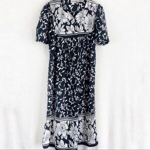 Vintage Phases Black / White Floral House Dress S